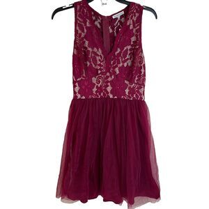 Charlotte Russe NWT Burgundy Lace Overlay Dress Small Sleeveless Romantic Goth